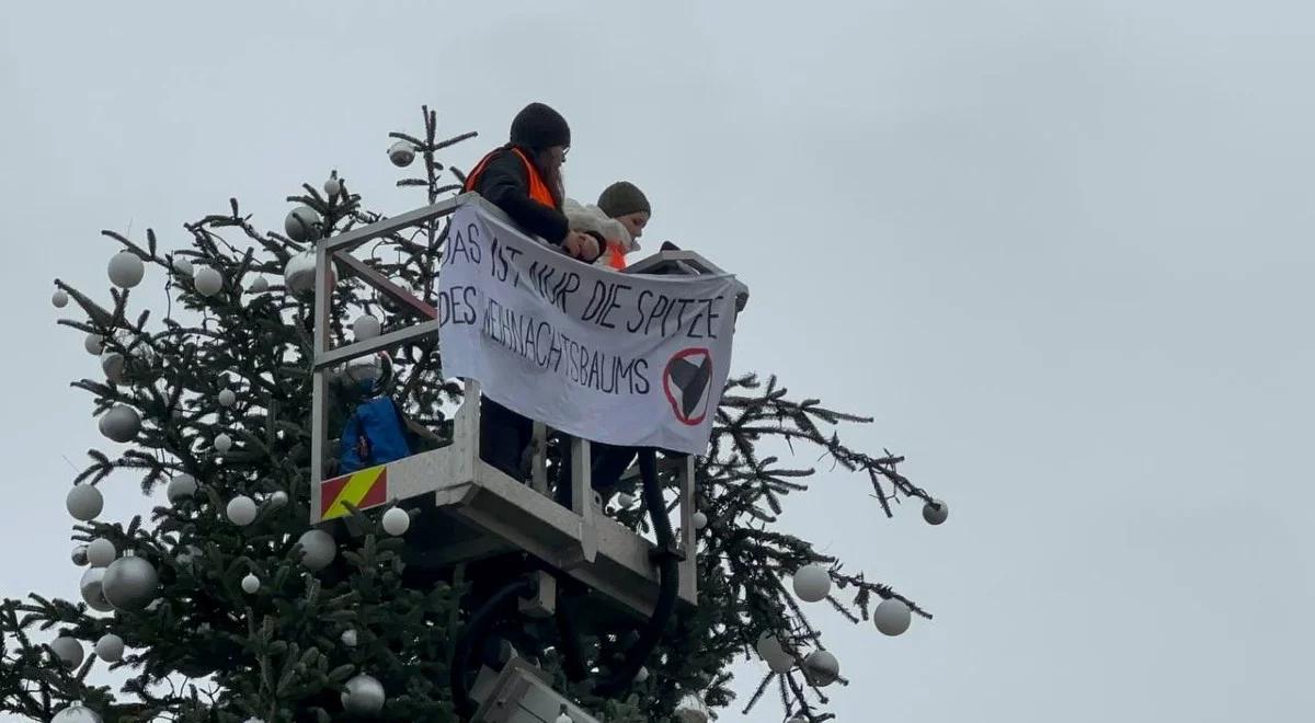 Świąteczna choinka w Berlinie padła ofiarą aktywistów. Odpiłowali dwa metry drzewka