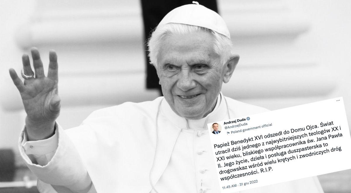 "Odszedł jeden z najwybitniejszych teologów". Prezydent Andrzej Duda żegna papieża Benedykta XVI