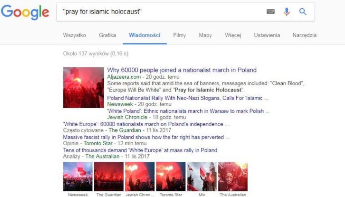Fake news nt. Marszu Niepodległości. "My chcemy Boga", nie "Pray for islamic holocaust" hasłem tegorocznej edycji