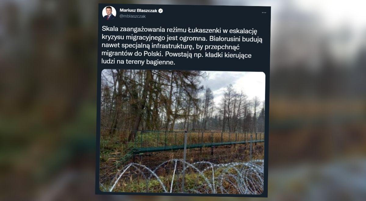 "Skala zaangażowania Białorusi w eskalację kryzysu jest ogromna". Szef MON o budowie kładek dla migrantów
