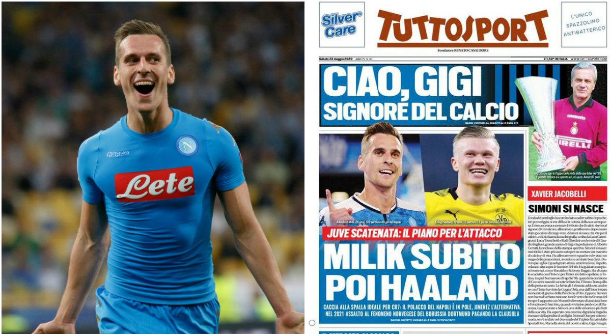 "W Juventusie najpierw Milik, potem Haaland". Polak i Norweg na okładce "Tuttosport"