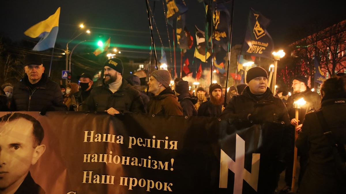 Marsz nacjonalistów w Kijowie. Uczcili pamięć Stepana Bandery