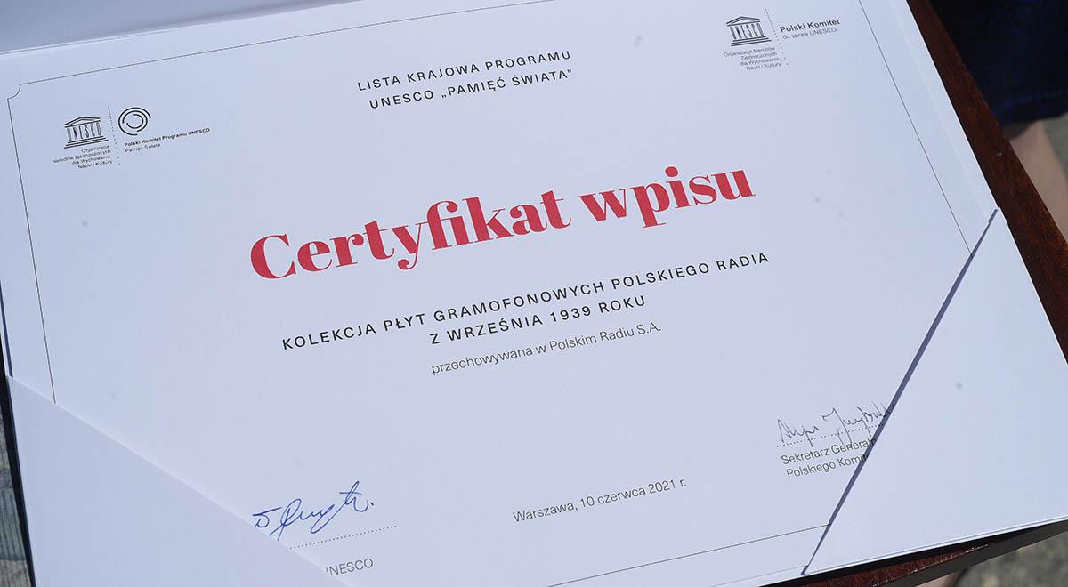Kolekcja płyt Polskiego Radia wpisana na Listę Krajową programu UNESCO "Pamięć świata"