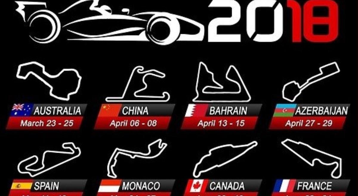 Kalendarz Grand Prix Formuły 1 na sezon 2018