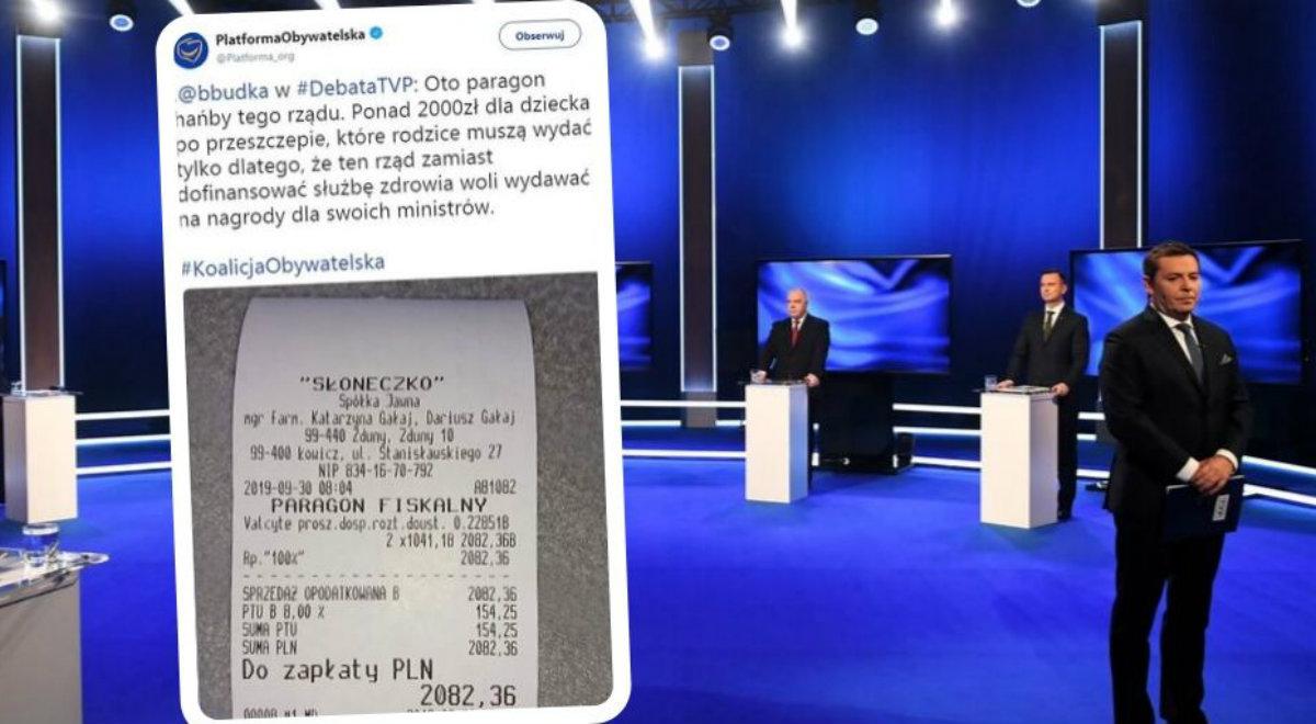 Wpadka Borysa Budki podczas debaty przedwyborczej. Chodzi o paragon z apteki