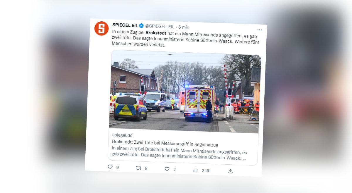 Niemcy: atak nożownika w pociągu do Hamburga. Są ofiary śmiertelne i ranni