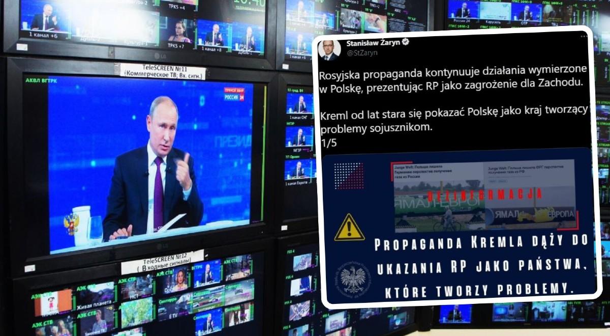 Rosyjska propaganda kontynuuje działania wymierzone w Polskę. Żaryn punktuje zagrania Kremla