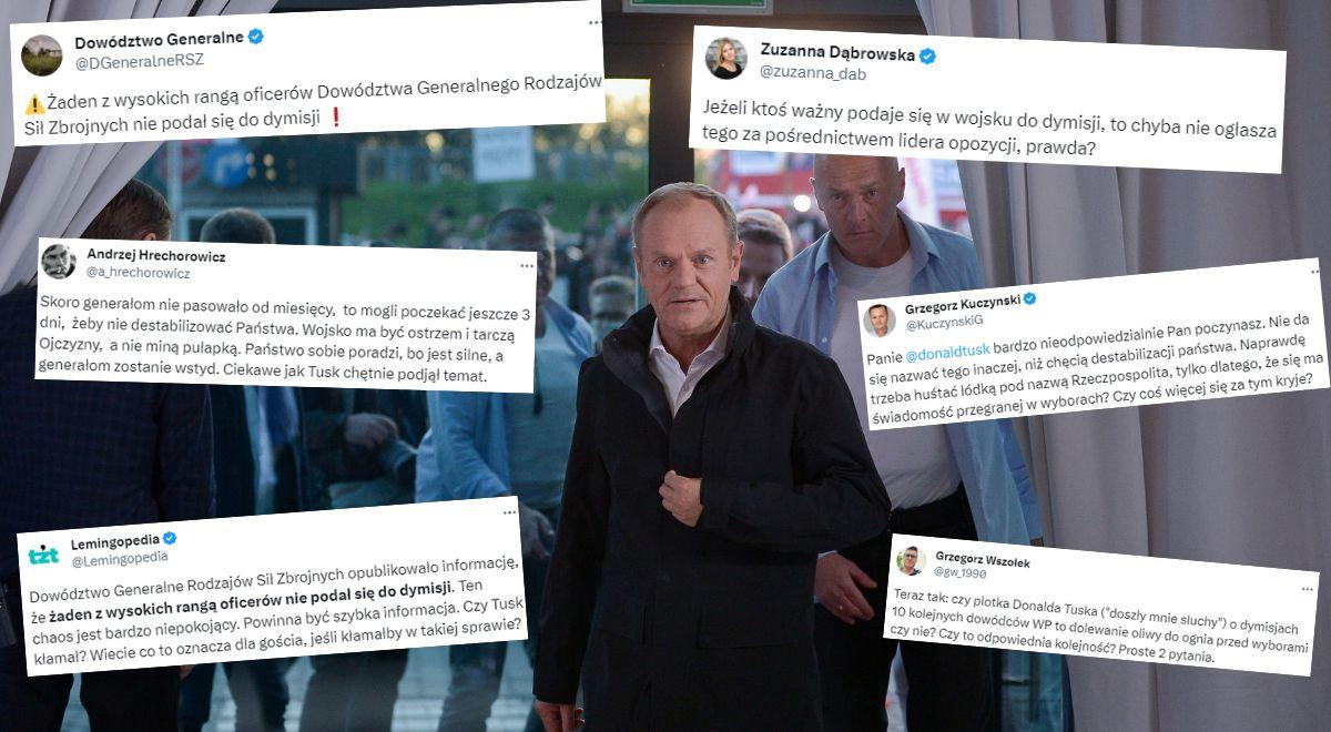 Tusk wykorzystuje rezygnację generałów do celów politycznych. "To nic innego niż chęć destabilizacji państwa"