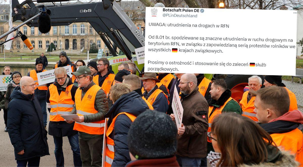 Protesty rolników w Niemczech. Polska ambasada ostrzega przed utrudnieniami na drogach