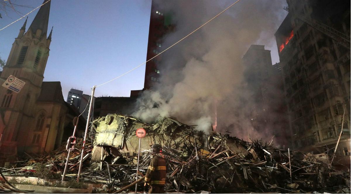 Runął płonący wieżowiec w Sao Paulo, w wyniku pożaru zginęła jedna osoba