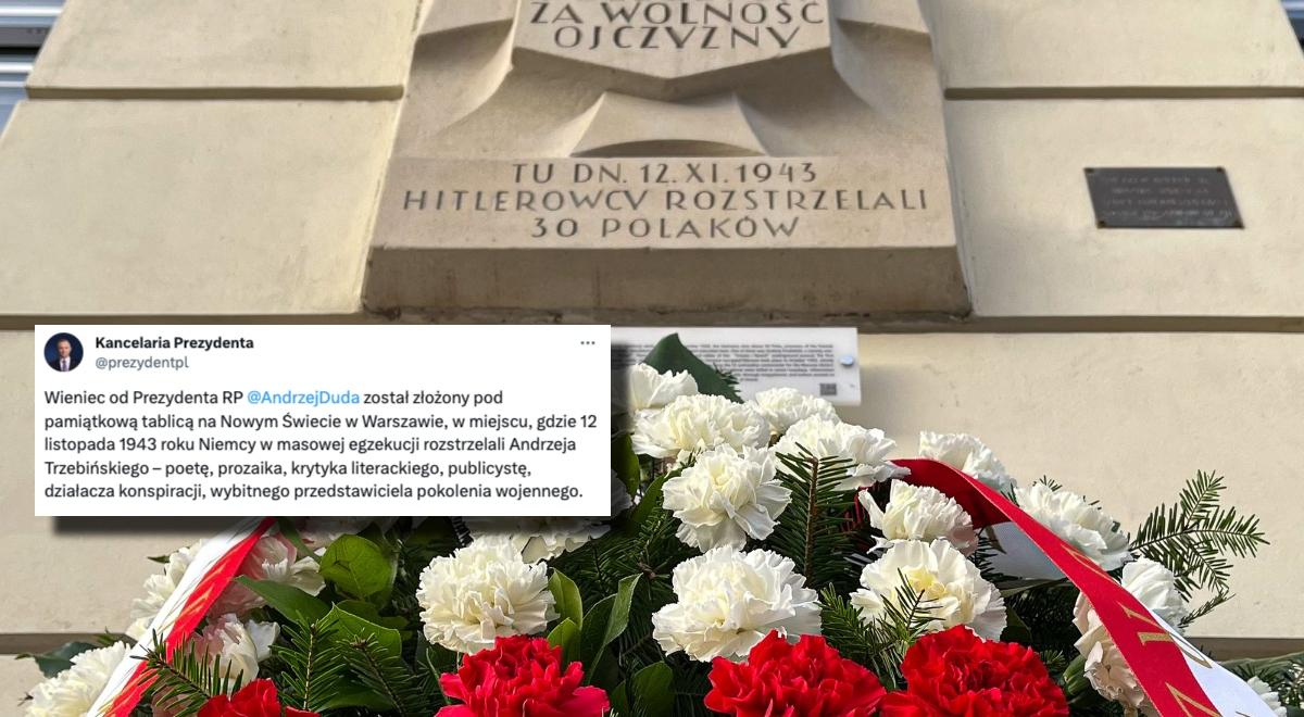80. rocznica egzekucji Andrzeja Trzebińskiego. Złożono wieniec od prezydenta Dudy