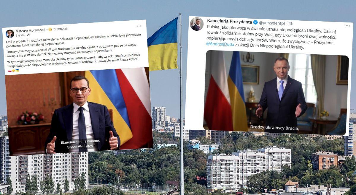 Dzień Niepodległości Ukrainy: prezydent Duda i premier Morawiecki złożyli życzenia. "Z podziwem patrzymy na ich walkę"