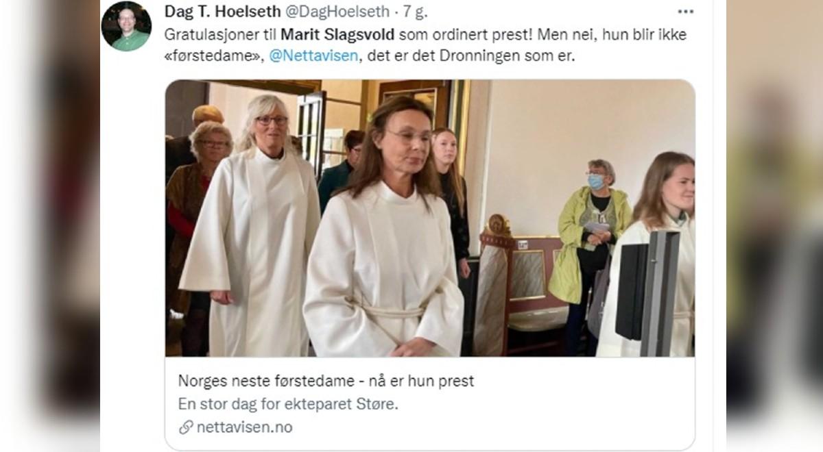 Norwegia: żona przyszłego premiera została wyświęcona na pastora luterańskiego