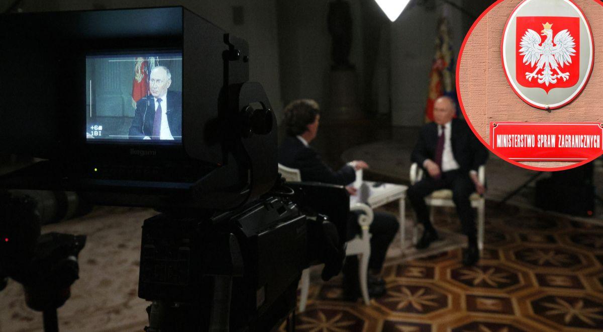Manipulacje i kłamstwa Putina w wywiadzie dla dziennikarza z USA. Jest reakcja polskiego MSZ