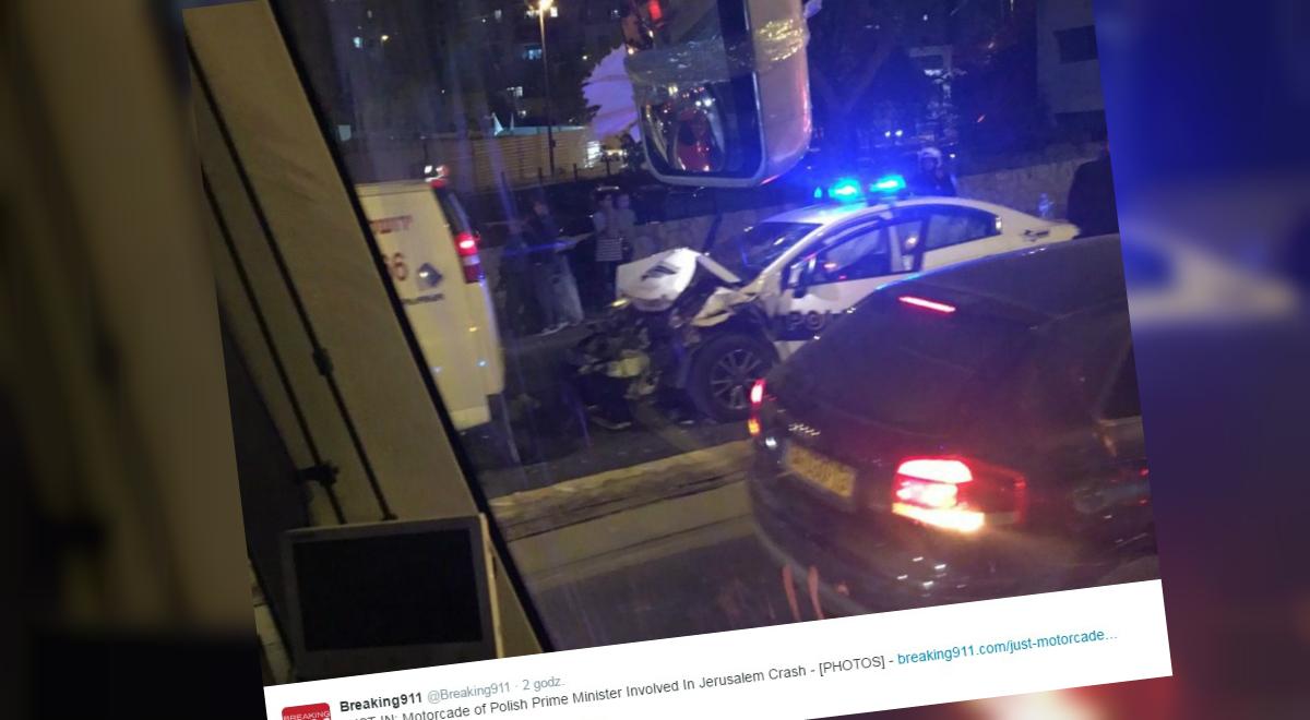 Izrael: kolizja pojazdów z kolumny premier Beaty Szydło. "Lekko ranne zostały dwie osoby"